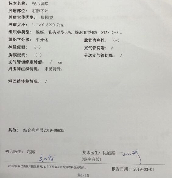 谁能帮我看看这个肺腺癌病例报告